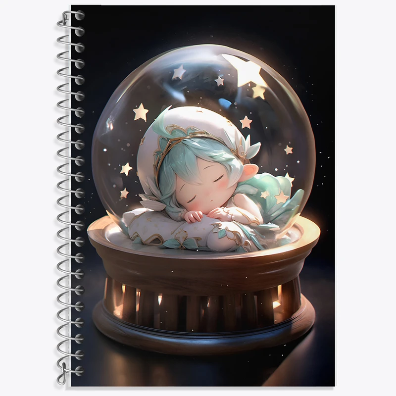 دفتر زبان 50 برگ خندالو مدل دو خط طرح دختر کیوت کد F9354