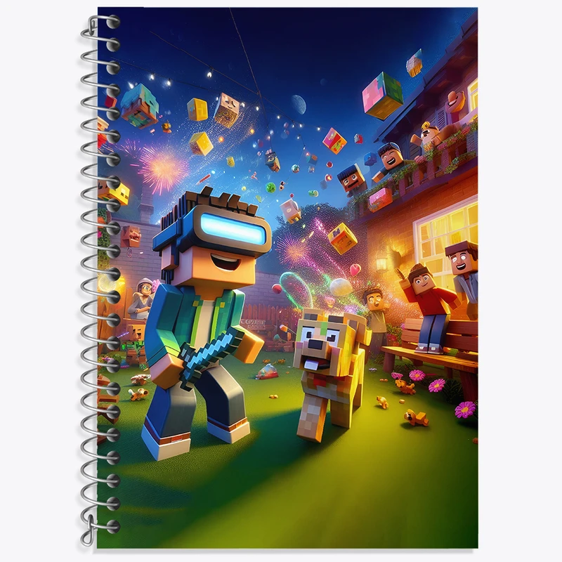 دفتر زبان 50 برگ خندالو مدل دو خط طرح ماینکرافت (Minecraft) کد F3545