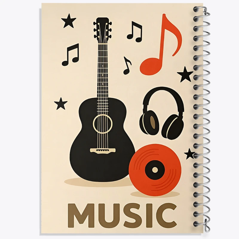 دفتر مشق 50 برگ خندالو طرح گیتار و موزیک کد F14181