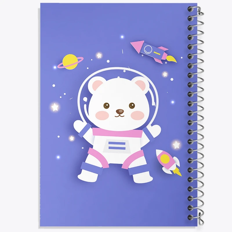 دفتر طراحی 50 برگ خندالو طرح خرس فضانورد کد N1295