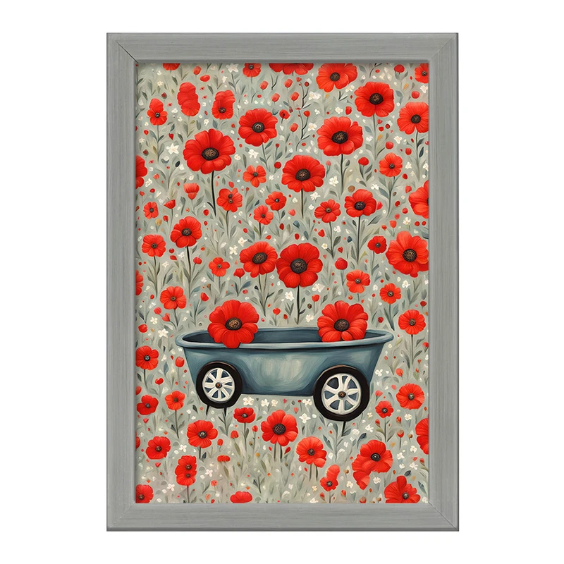 تابلو خندالو طرح کلاسکه گل قرمز کد F2979