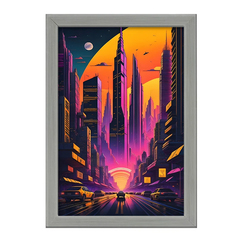 تابلو خندالو طرح شهر آسمان خراش ها کد F4675