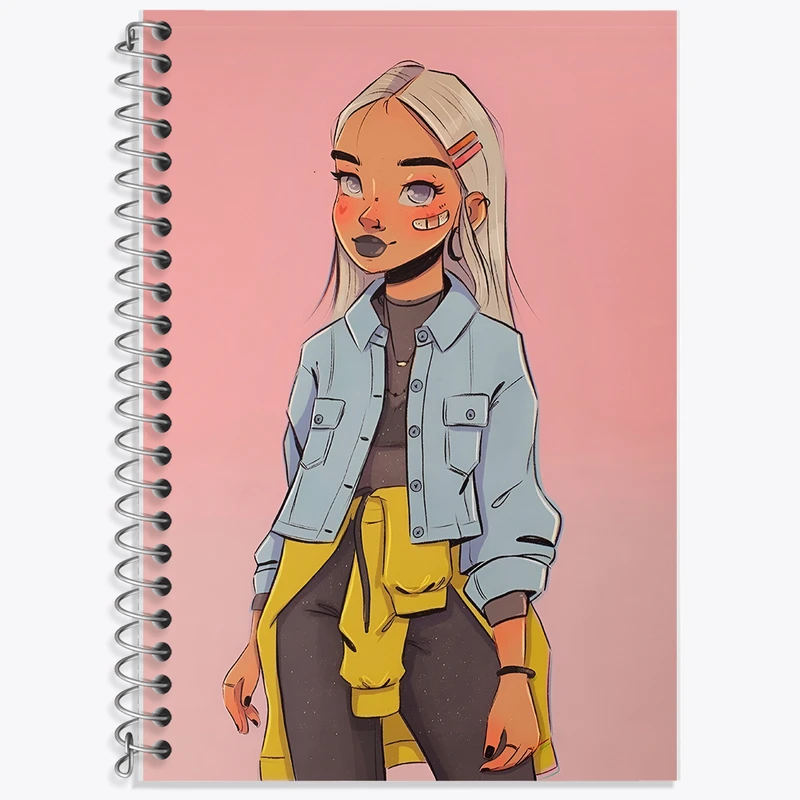 دفتر زبان 50 برگ خندالو مدل دو خط طرح دخترانه کد F10959