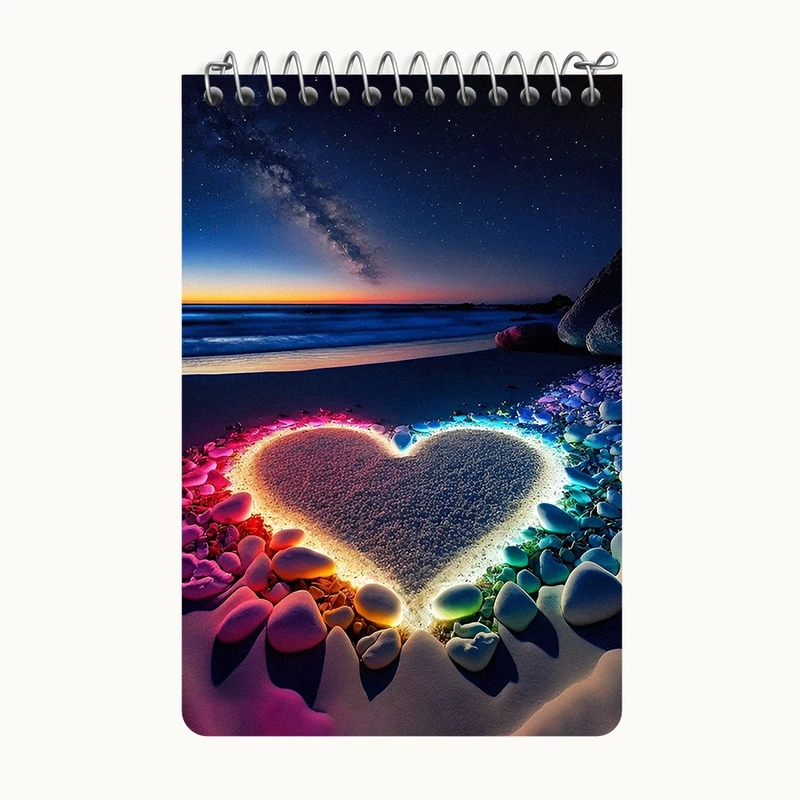 دفتر یادداشت 50 برگ خندالو طرح ساحل و قلب کد F12675