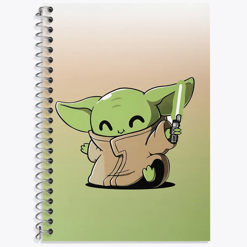 دفتر زبان دوخط 50 برگ خندالو طرح بیبی یودا کد F3369