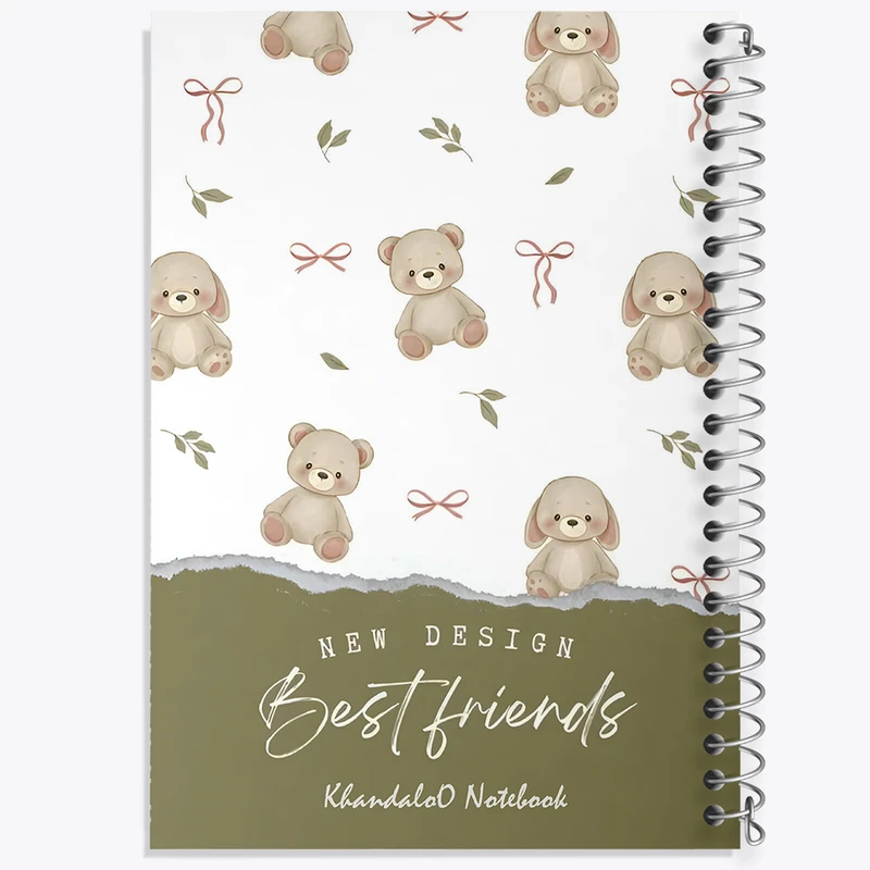 دفتر مشق 50 برگ خندالو طرح پترن خرس تدی کد N9489