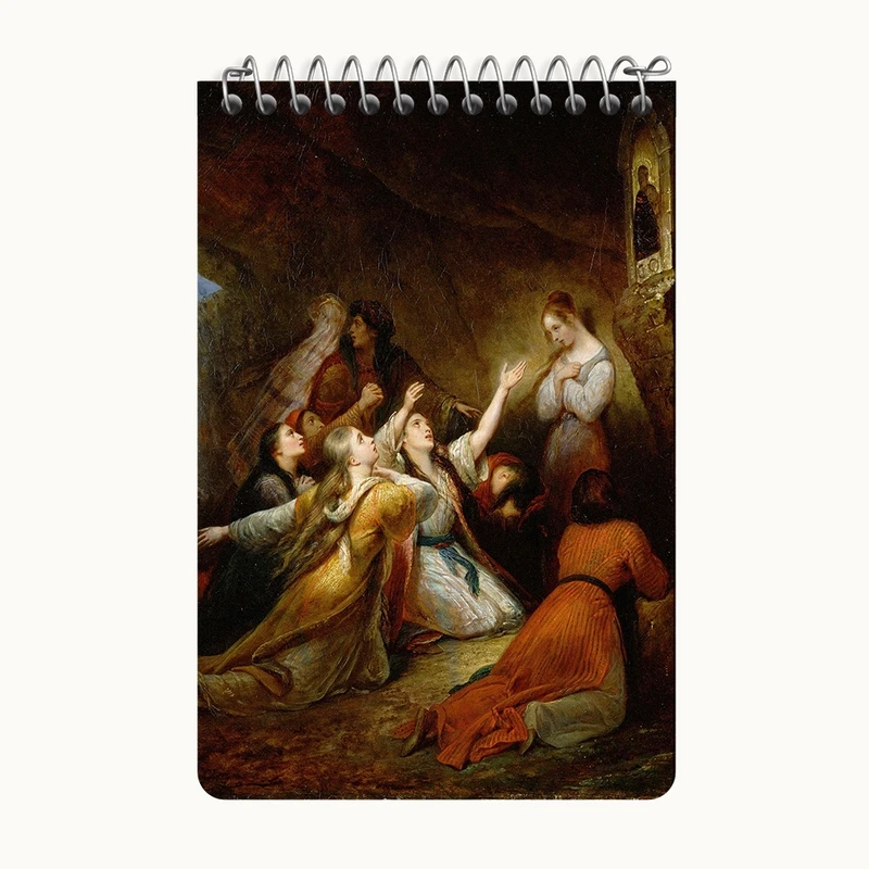 دفتر یادداشت 50 برگ خندالو طرح نقاشی التماس زنان یونانی اثر آری شفر کد F12165