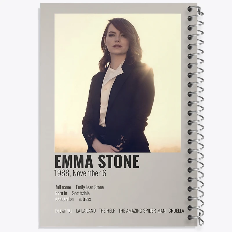 دفتر طراحی 50 برگ خندالو طرح اما استون (Emma Stone) کد F13143