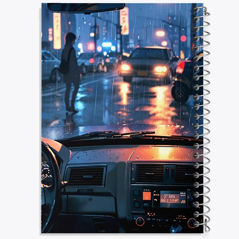 دفتر شطرنجی 50 برگ خندالو طرح خیابان بارانی کد F4552