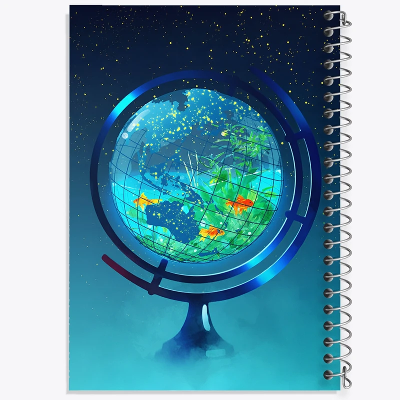 دفتر ژورنال نویسی 50 برگ خندالو مدل نقطه ای طرح کره زمین کد N6582