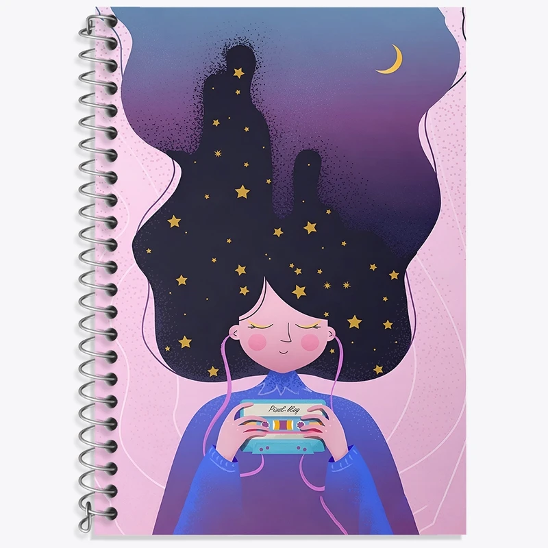 دفتر زبان 50 برگ خندالو مدل سه خط طرح دخترانه کد F3738