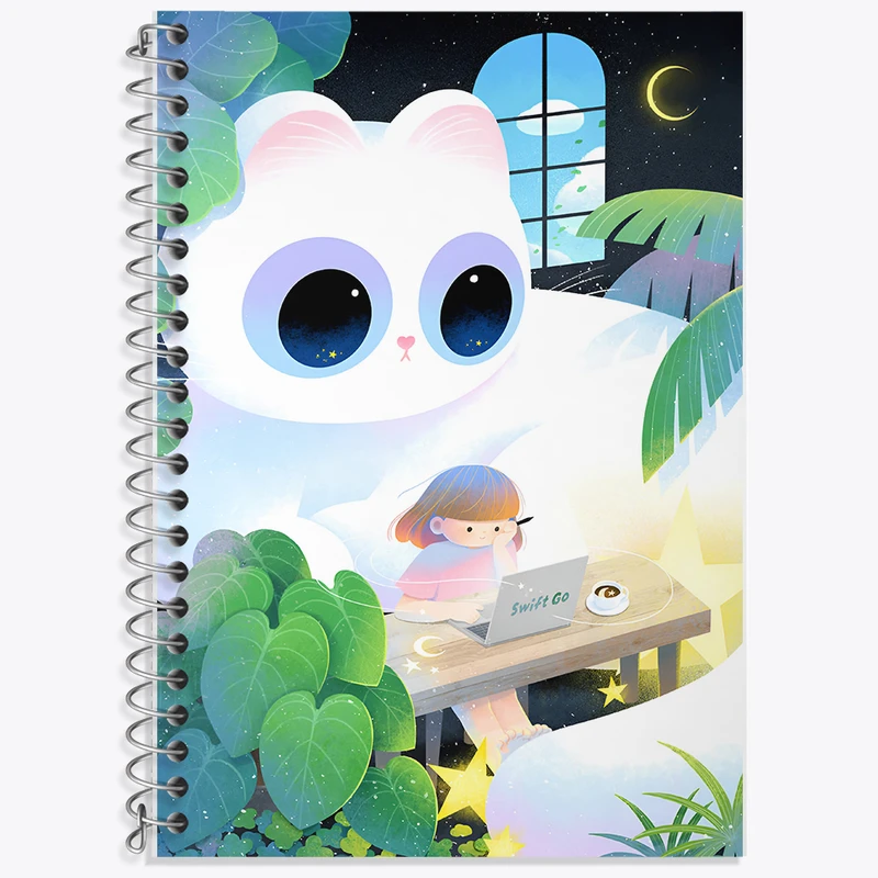 دفتر نت موسیقی 50 برگ خندالو طرح دختر و گربه کد F9332