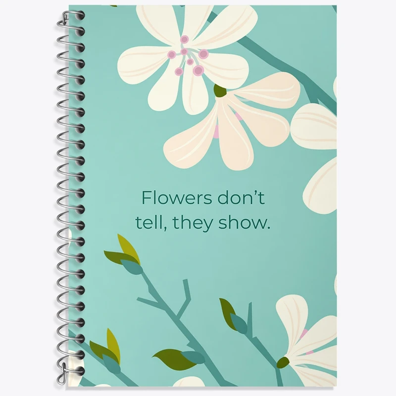 دفتر زبان 50 برگ خندالو مدل سه خط طرح Flowers Don't Tell They Show کد N6907