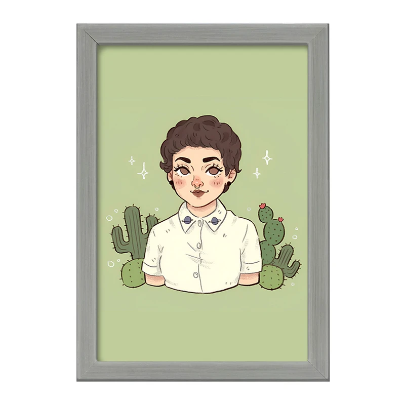 تابلو خندالو طرح دختر و کاکتوس کد F10956