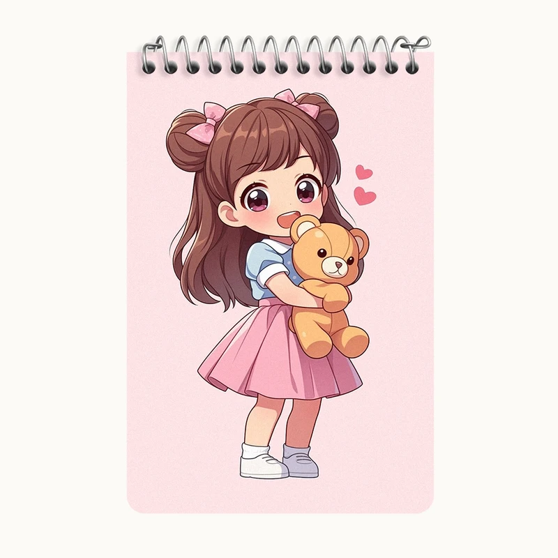 دفتر یادداشت 50 برگ خندالو طرح دخترانه کیوت کد F3622