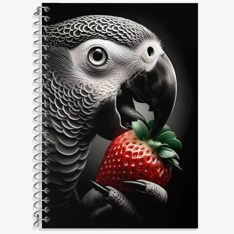 دفتر زبان 50 برگ خندالو مدل سه خط طرح کاسکو (Grey parrot) کد F11998