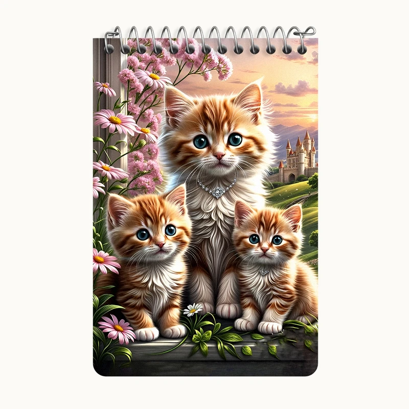 دفتر یادداشت 50 برگ خندالو طرح خانواده ی گربه ای کد F6751