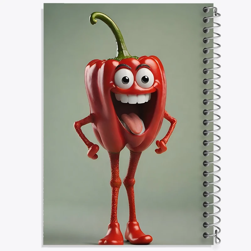 دفتر شطرنجی 50 برگ خندالو طرح فلفل دلمه ای بامزه کد F8619