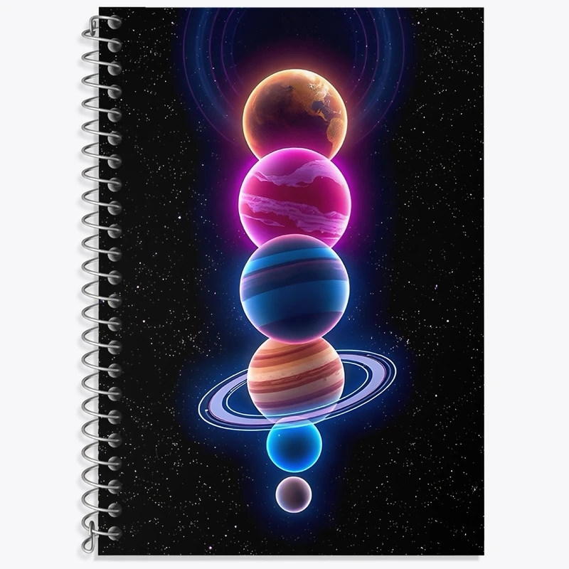 دفتر زبان 50 برگ خندالو مدل سه خط طرح کهکشان کد N7896