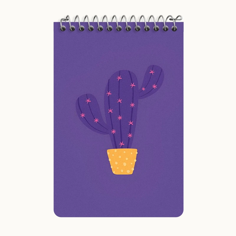 دفتر یادداشت 50 برگ خندالو طرح کاکتوس بنفش کد F3726