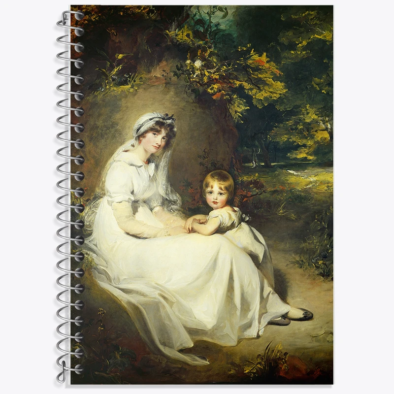 دفتر زبان 50 برگ خندالو مدل دو خط طرح نقاشی لیدی مری و پسر ارشدش اثر سر توماس لارنس کد F12359