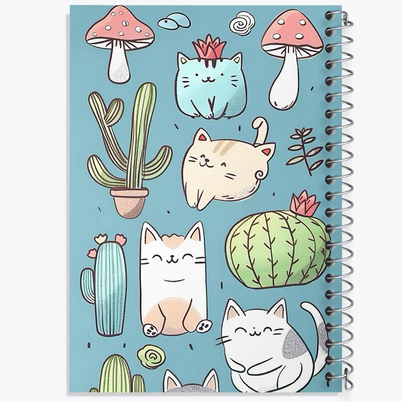دفتر طراحی 50 برگ خندالو طرح گربه و کاکتوس کد N6929