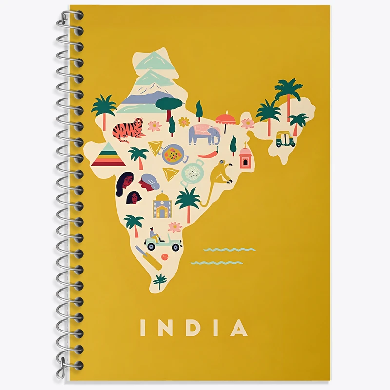 دفتر زبان 50 برگ خندالو مدل دو خط طرح هند (India) کد F14362