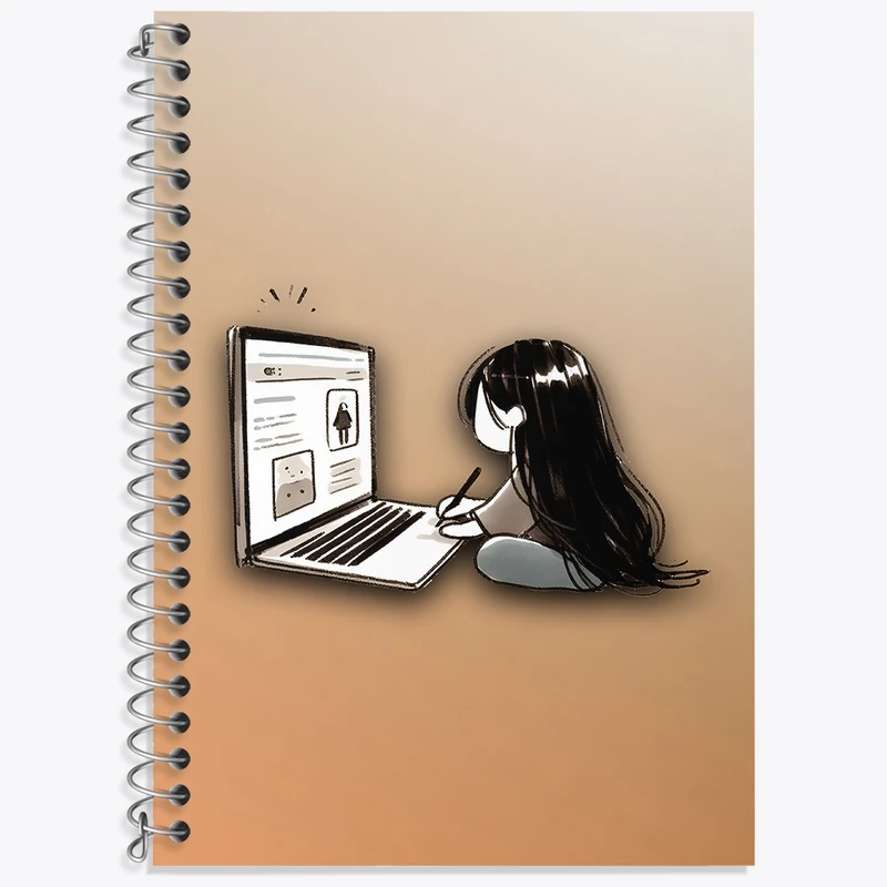 دفتر زبان 50 برگ خندالو مدل سه خط طرح دخترانه بامزه کد F3319