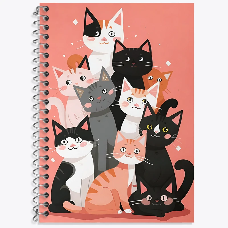 دفتر زبان 50 برگ خندالو مدل دو خط طرح گربه های بامزه کد N6927