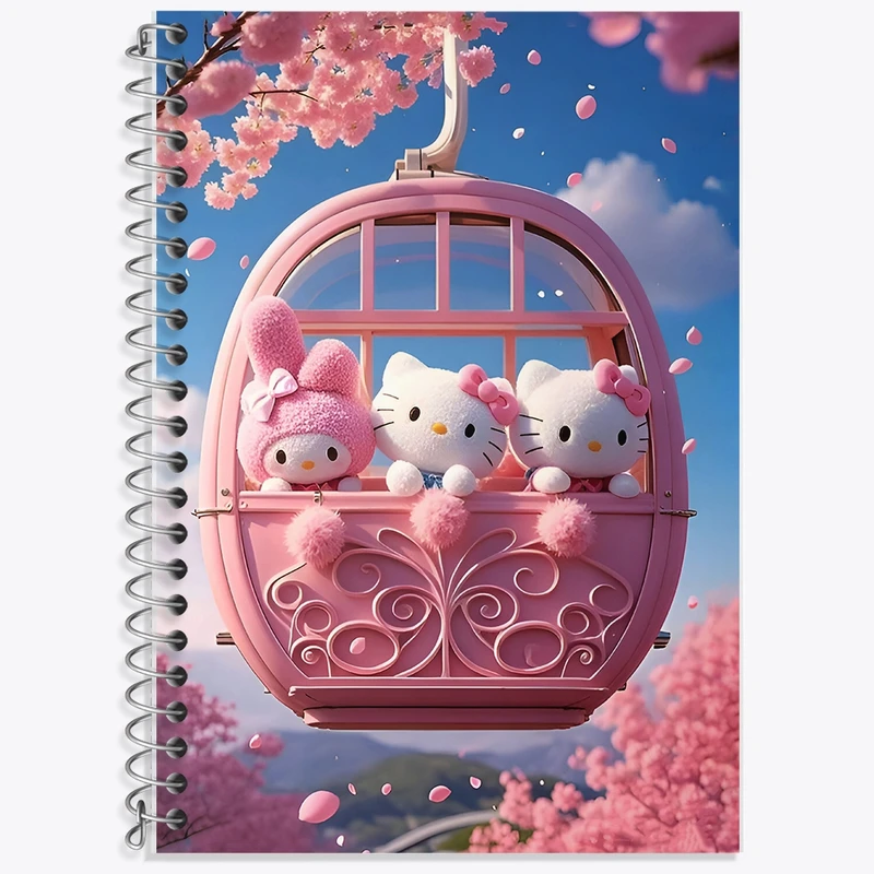 دفتر زبان 50 برگ خندالو مدل سه خط طرح هلو کیتی کد F9298