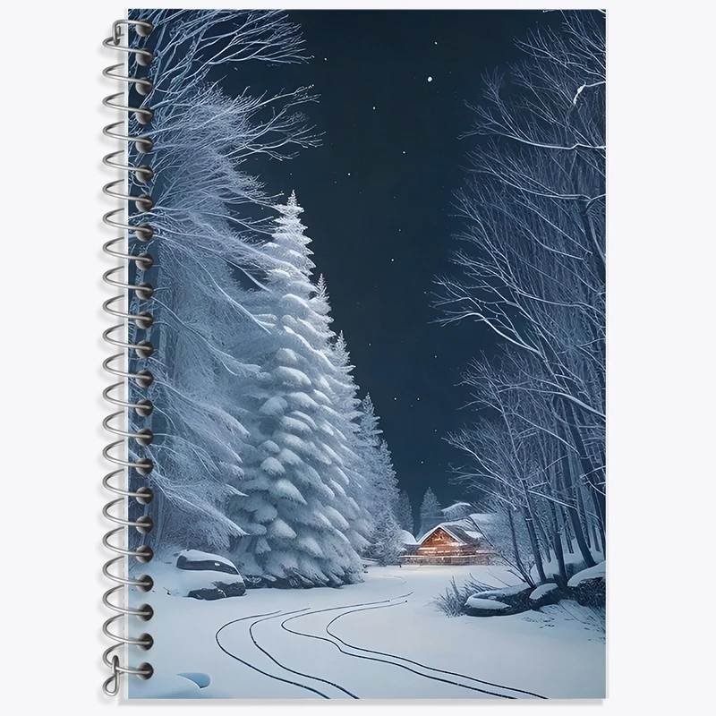 دفتر زبان 50 برگ خندالو مدل سه خط طرح منظره برفی کد F10018