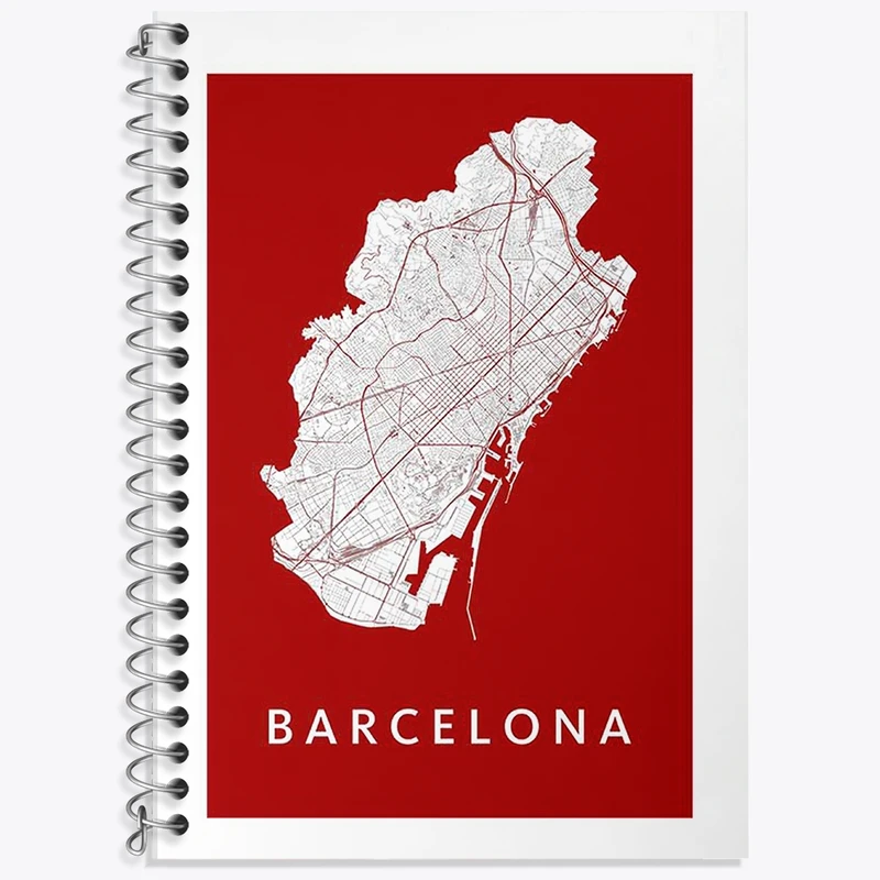 دفتر لغت 50 برگ خندالو طرح نقشه بارسلونا کد F11955