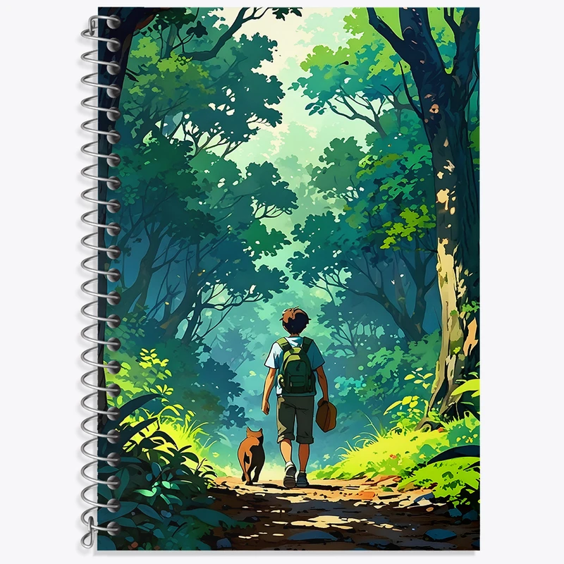 دفتر زبان دوخط 50 برگ خندالو طرح پسر در جنگل کد F4548