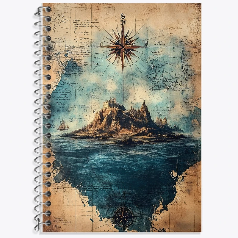 دفتر لغت 50 برگ خندالو طرح نقشه اقیانوس کد F13796