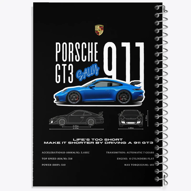 دفتر ژورنال نویسی 50 برگ خندالو مدل نقطه ای طرح پورشه (Porsche) کد N8271