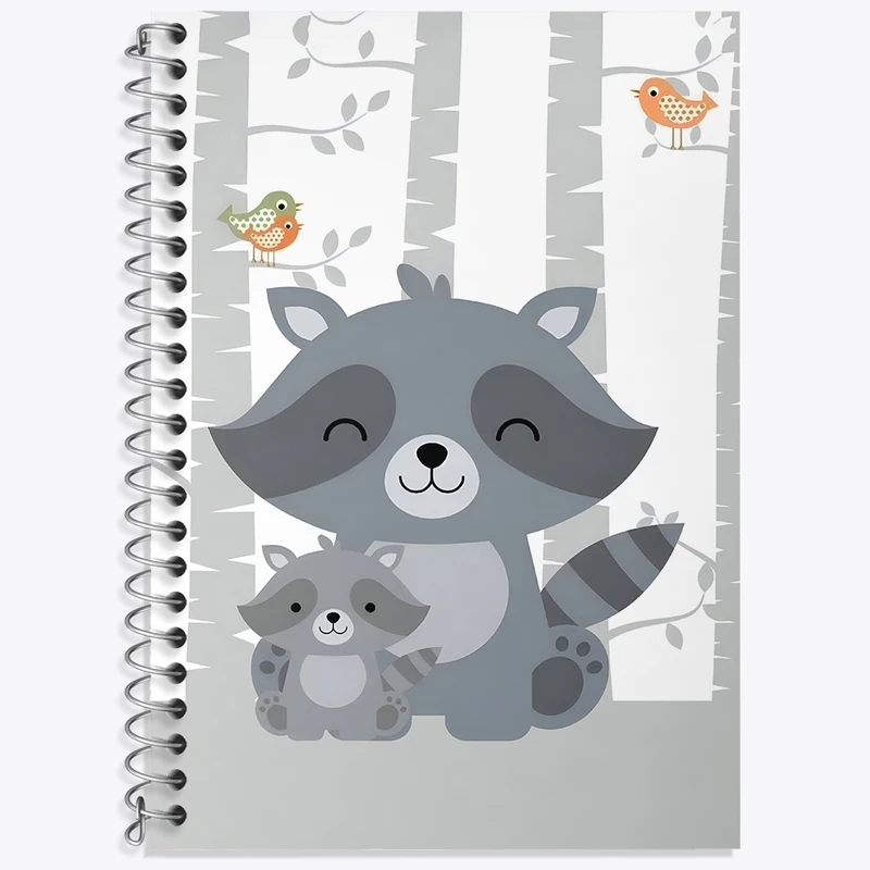 دفتر زبان دوخط 50 برگ خندالو طرح راکون بامزه کد F3179