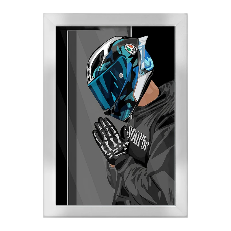 تابلو خندالو طرح پسر و کلاه کاسکت کد F3011