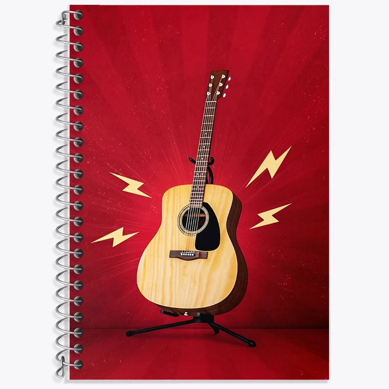 دفتر زبان 50 برگ خندالو مدل سه خط طرح گیتار کد F14180
