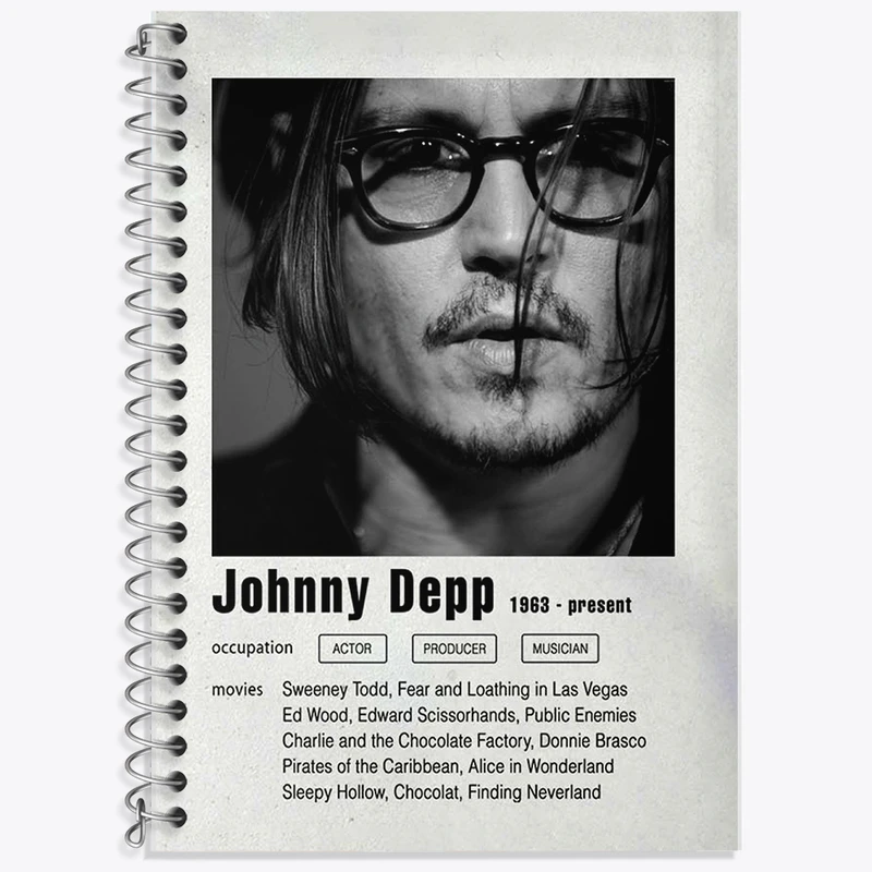 دفتر زبان 50 برگ خندالو مدل دو خط طرح جانی دپ (Johnny Depp) کد F11206