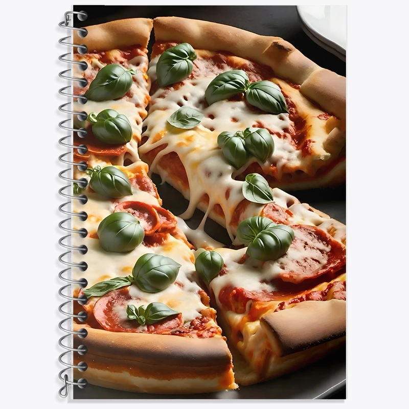 دفتر زبان 50 برگ خندالو مدل سه خط طرح پیتزا کد F10581