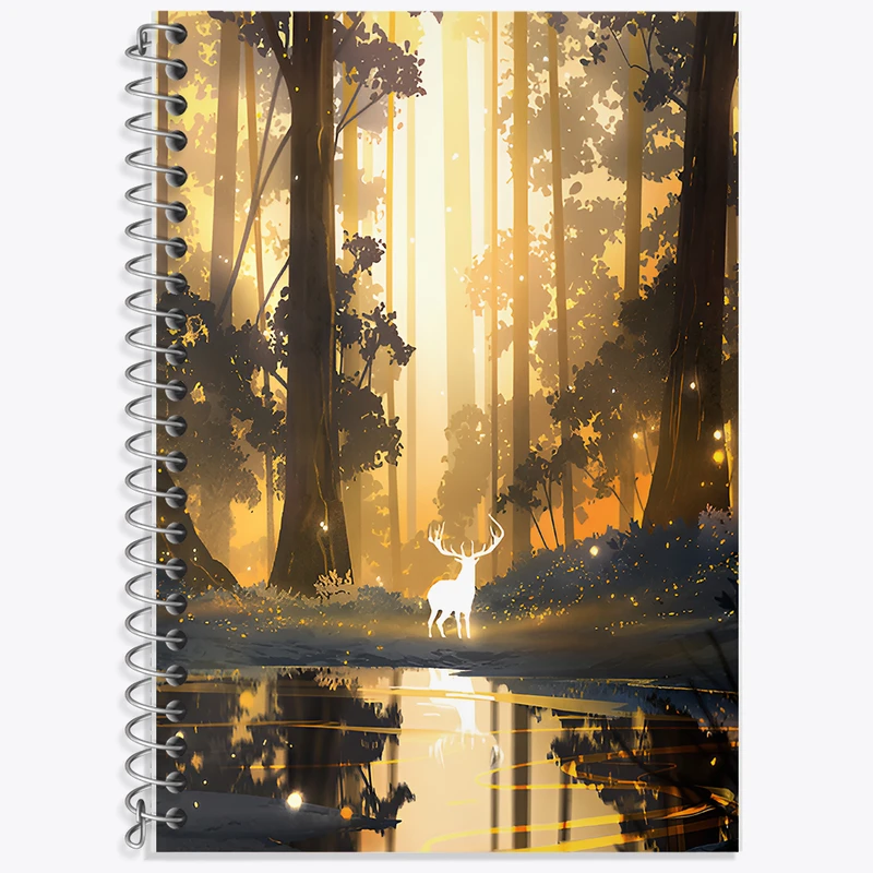 دفتر زبان 50 برگ خندالو مدل دو خط طرح منظره جنگل کد F9516