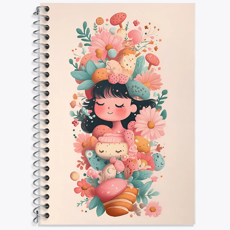 دفتر زبان 50 برگ خندالو مدل دو خط طرح دخترانه کد F12046