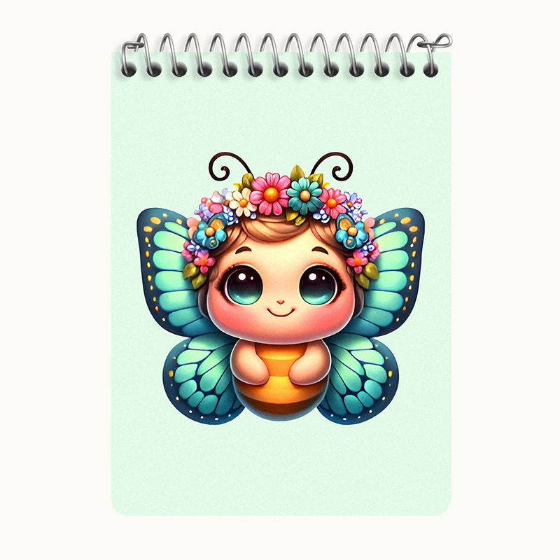 دفتر یادداشت 50 برگ خندالو طرح پروانه کیوت کد N5598