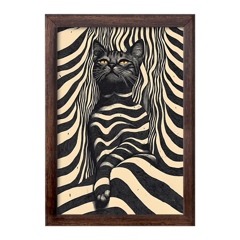 تابلو خندالو طرح گربه سیاه کد F10849