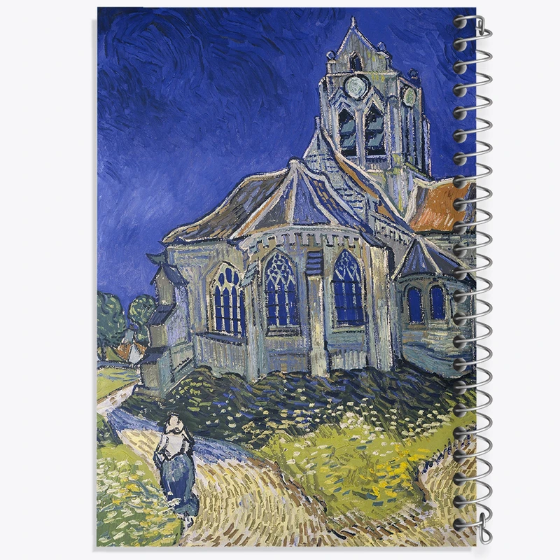دفتر مشق 100 برگ خندالو طرح نقاشی کلیسای Auvers-sur-Oise اثر ونسان ونگوگ کد F12419