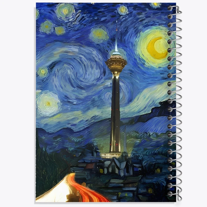 دفتر نقاشی 50 برگ خندالو طرح برج میلاد در شب پر ستاره کد F3925