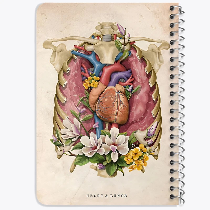 دفتر یادداشت 50 برگ خندالو طرح قلب و ریه‌ ها (Heart And Lungs) کد F13966