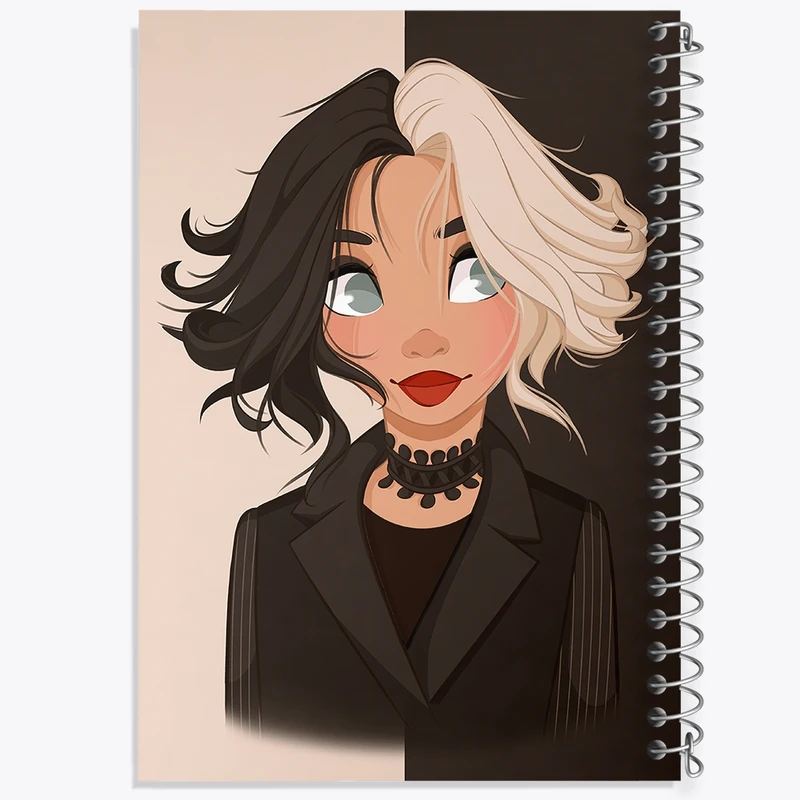 دفتر طراحی 50 برگ خندالو طرح کروئلا Cruella  کد 10747