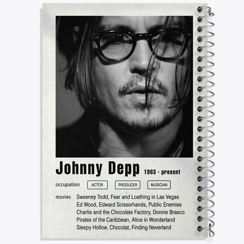 دفتر طراحی 50 برگ خندالو طرح جانی دپ (Johnny Depp) کد F11206