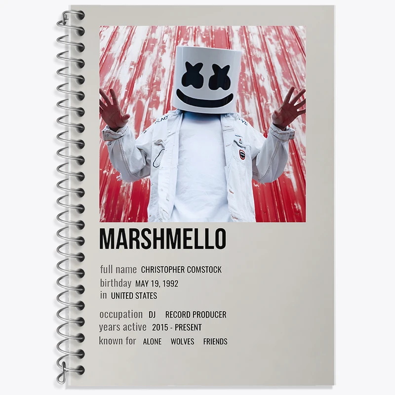دفتر نت موسیقی 50 برگ خندالو طرح مارشملو (Marshmello) کد F13161